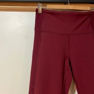 Lululemon Maroon Leggings with Mesh Detail - size 10